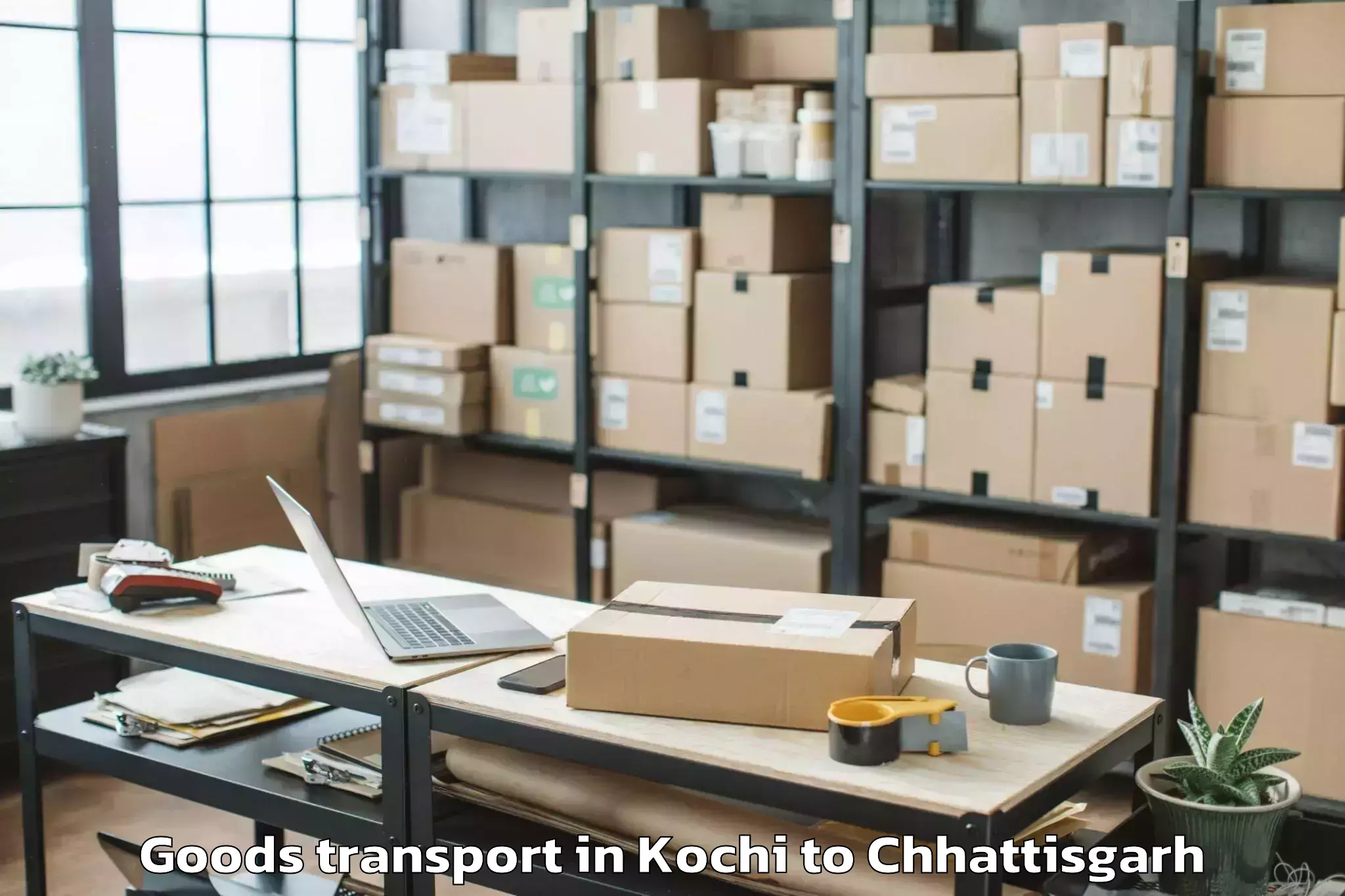 Reliable Kochi to Kawardha Goods Transport